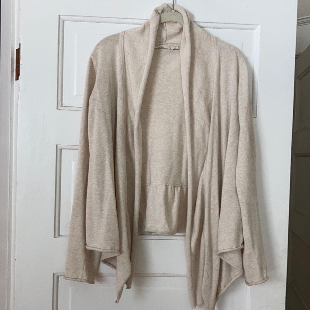 Prana peplum shawl collar open cardigan